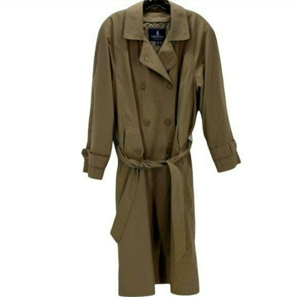 London Fog Lined Double Breasted Tan Trench Coat